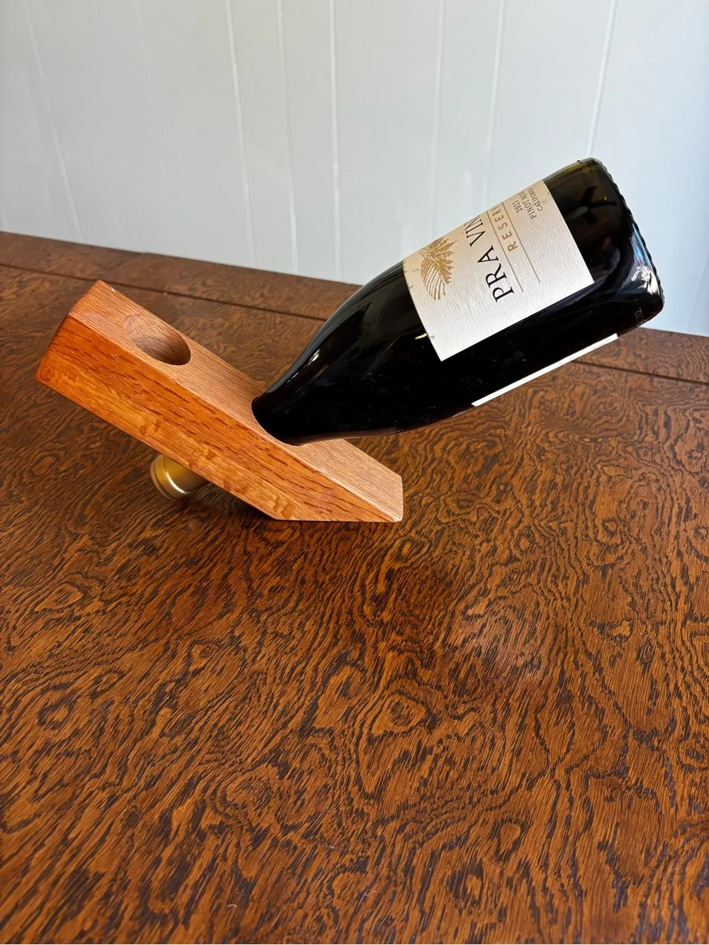 Wooden Balancing Wine Bottle Holder - Brown